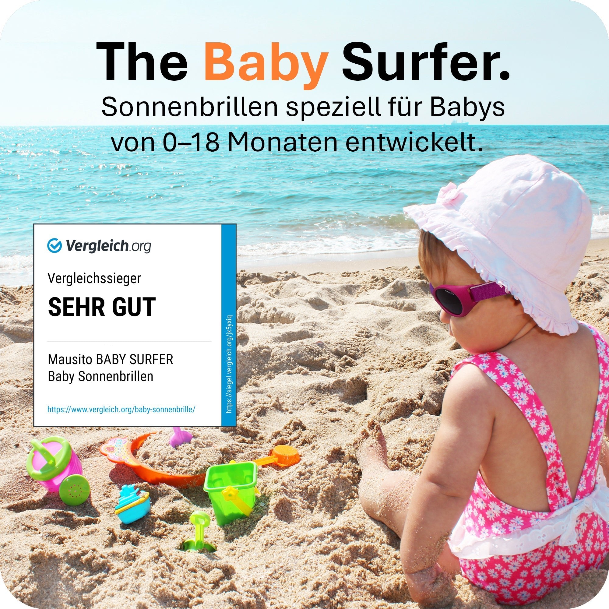 BABY SURFER | 0 - 18 Monate - MAUSITO - Kindersonnenbrillen für Jungen und Mädchen