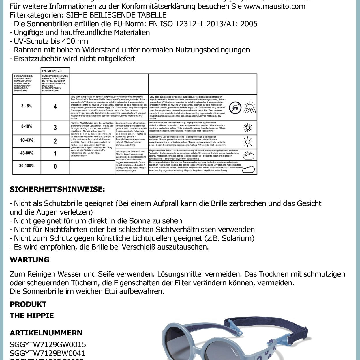 THE HIPPIE | 6 - 24 Monate & 2 - 5 Jahre - MAUSITO - Kindersonnenbrillen für Jungen und Mädchen