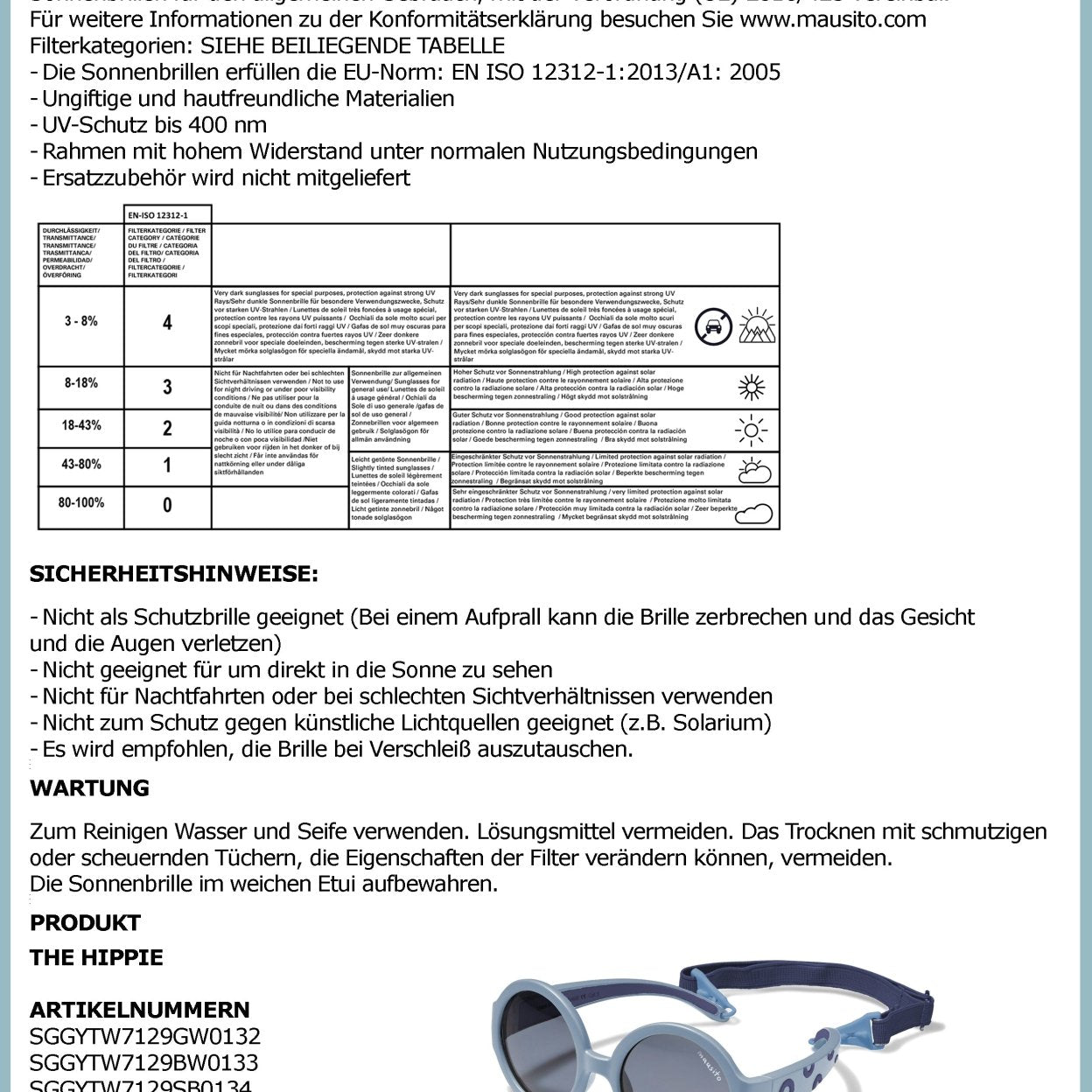 THE HIPPIE - von 6 - 24 Monaten & von 2 - 5 Jahren - MAUSITO - Kindersonnenbrillen für Jungen und Mädchen