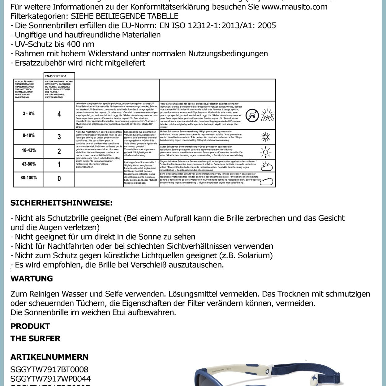 THE SURFER | 2 - 4 Jahre & 5 - 8 Jahre - MAUSITO - Kindersonnenbrillen für Jungen und Mädchen