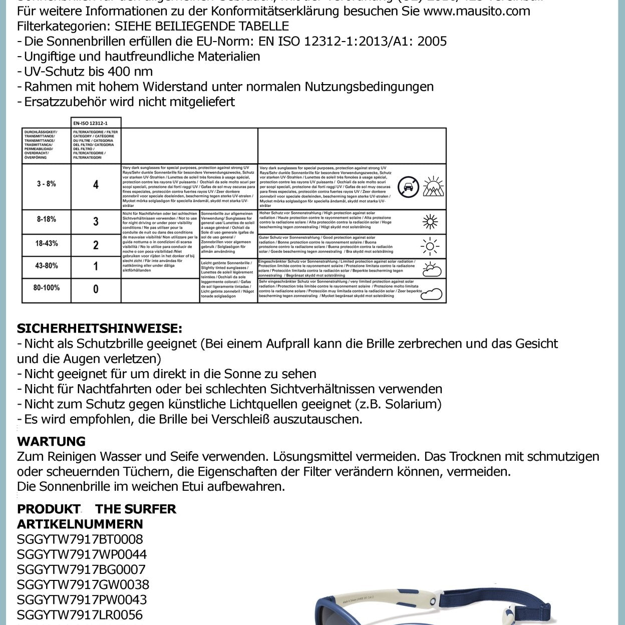 THE SURFER - von 2 - 4 Jahren & von 5 - 8 Jahren - MAUSITO - Kindersonnenbrillen für Jungen und Mädchen