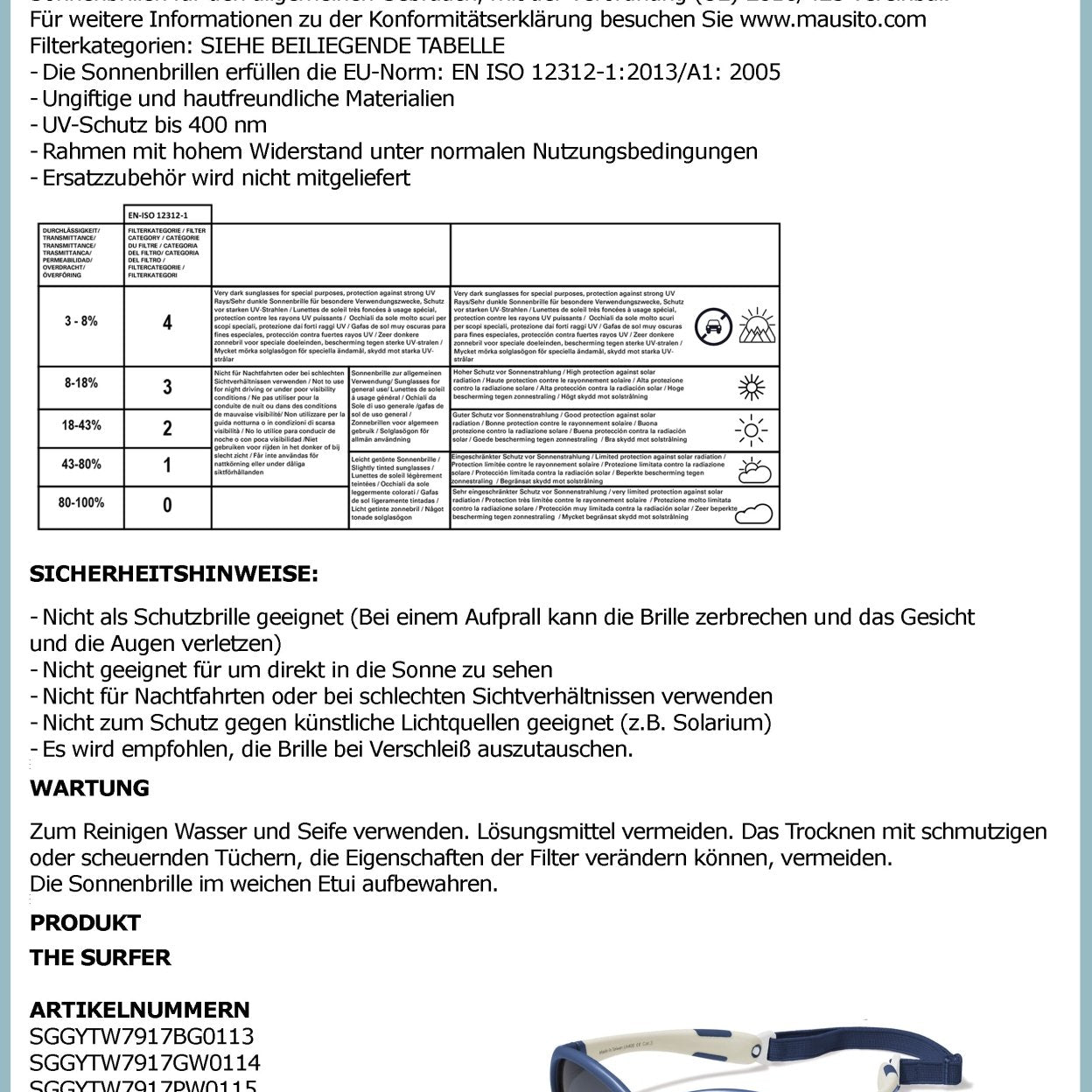THE SURFER - von 2 - 4 Jahren & von 5 - 8 Jahren - MAUSITO - Kindersonnenbrillen für Jungen und Mädchen