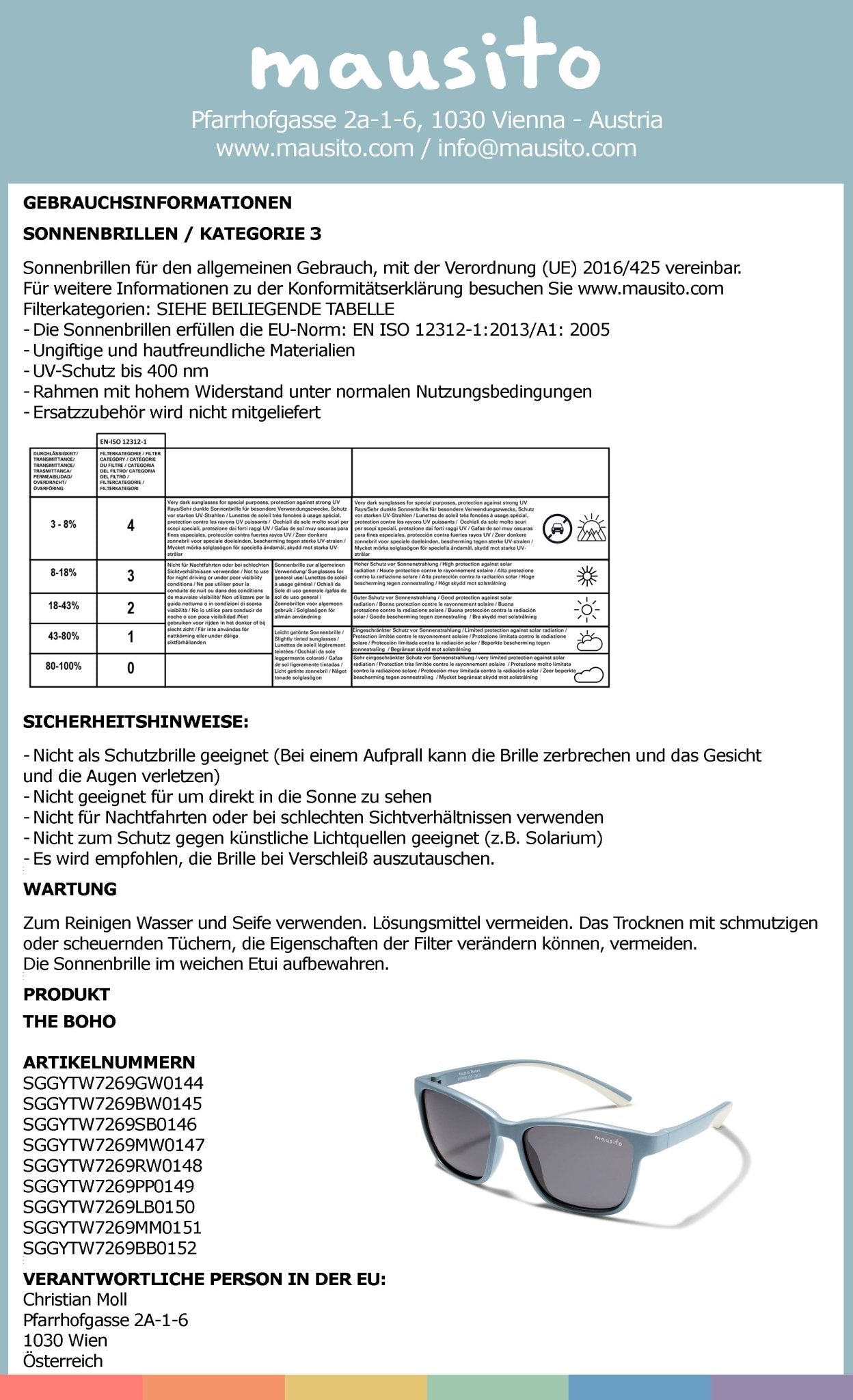 THE BOHO | 3 - 6 Jahre & 6 - 10 Jahre - MAUSITO - Kindersonnenbrillen für Jungen und Mädchen