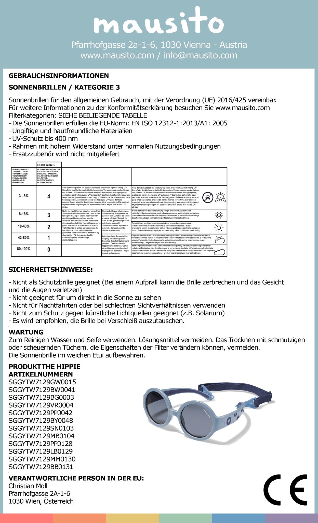 THE HIPPIE | 6 - 24 Monate & 2 - 5 Jahre - MAUSITO - Kindersonnenbrillen für Jungen und Mädchen