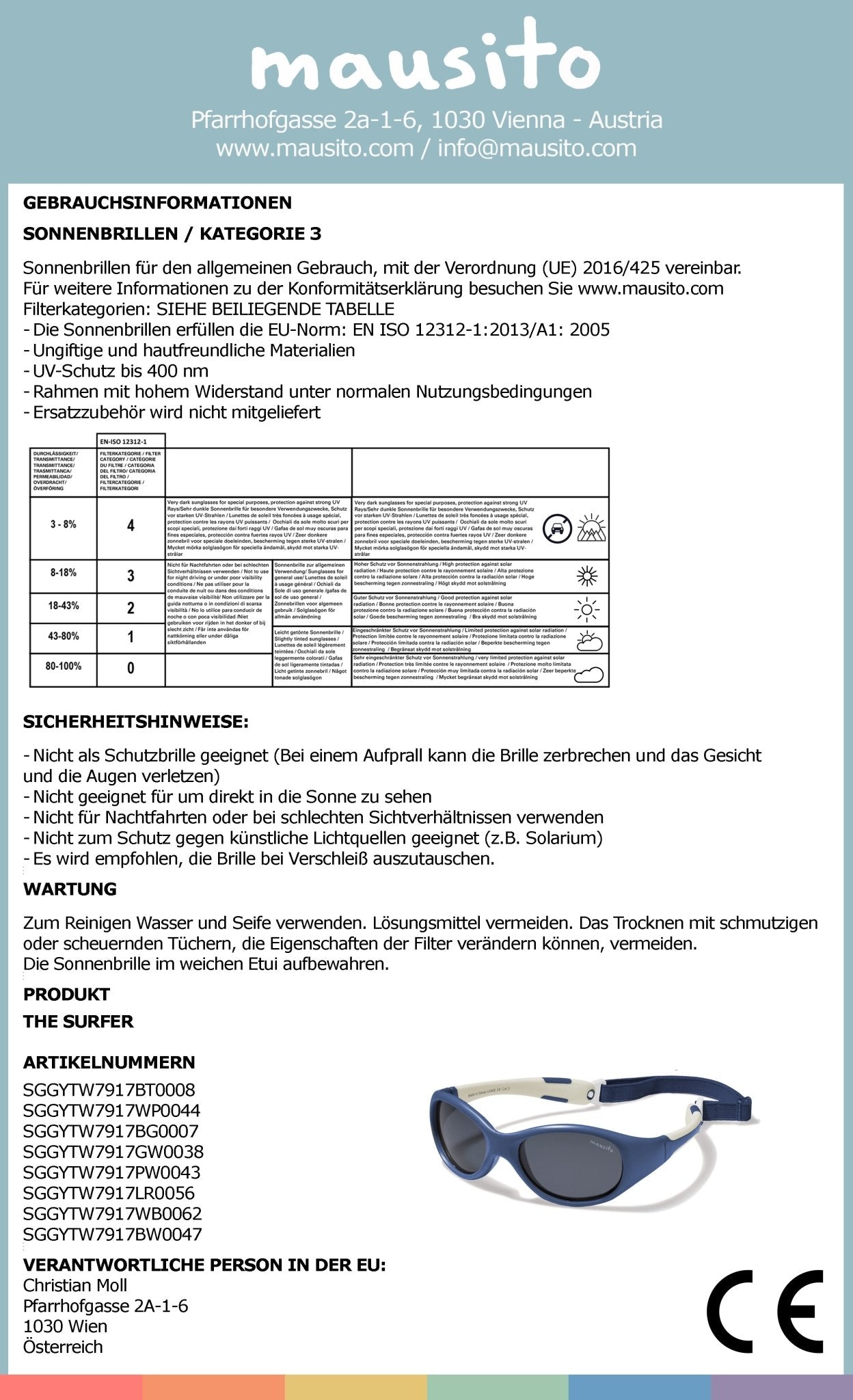 THE SURFER | 2 - 4 Jahre & 5 - 8 Jahre - MAUSITO - Kindersonnenbrillen für Jungen und Mädchen