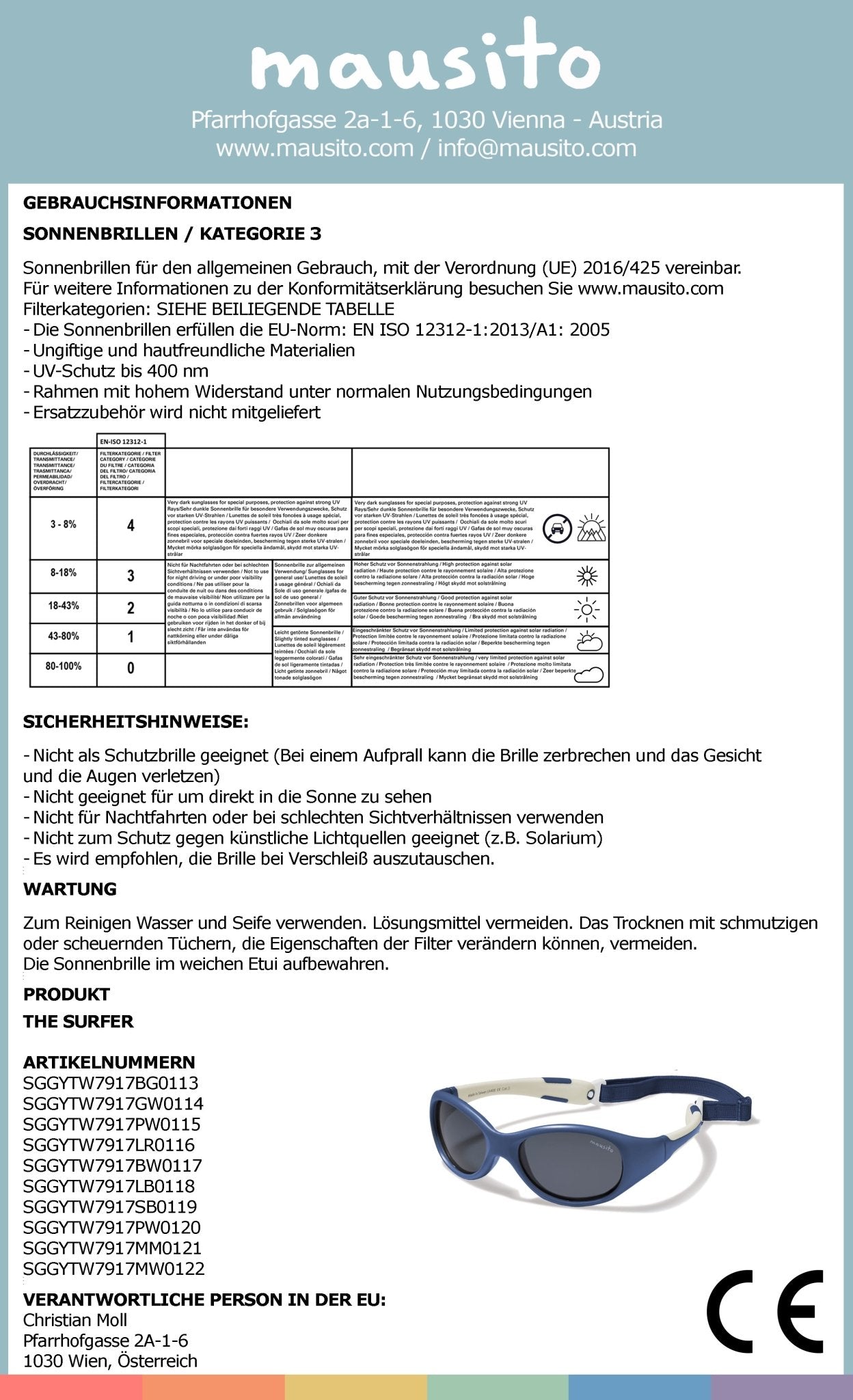 THE SURFER | 2 - 4 Jahre & 5 - 8 Jahre - MAUSITO - Kindersonnenbrillen für Jungen und Mädchen