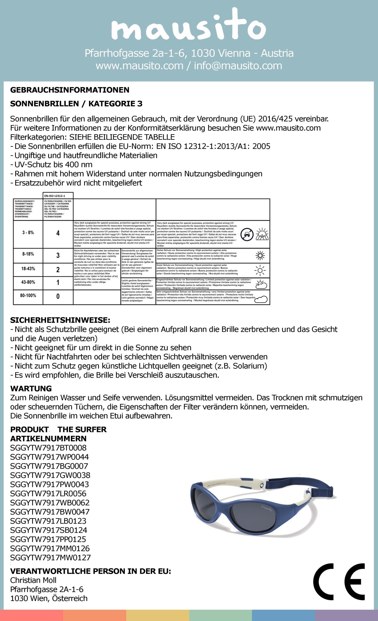 THE SURFER - von 2 - 4 Jahren & von 5 - 8 Jahren - MAUSITO - Kindersonnenbrillen für Jungen und Mädchen